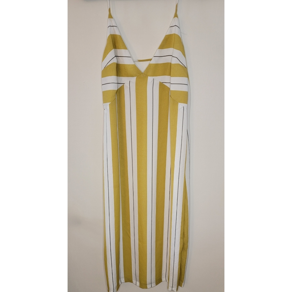 Dee Elly Yellow & White Striped Dress